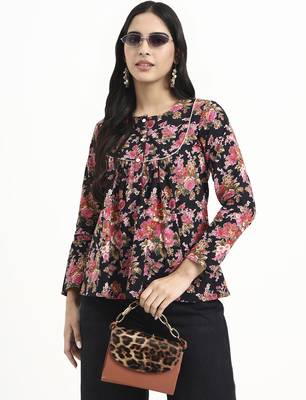  black and pink cotton flare top 5