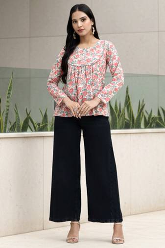  cream cotton flare top