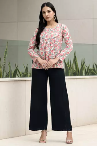  cream cotton flare top