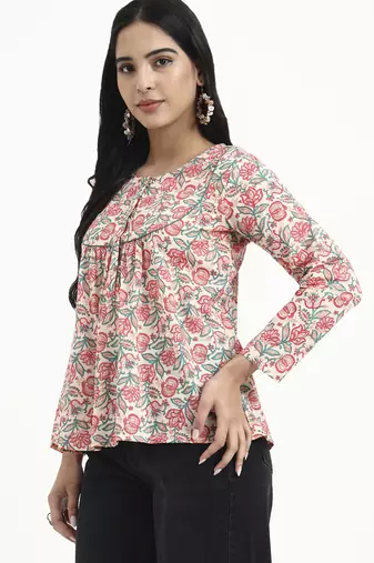  cream cotton flare top