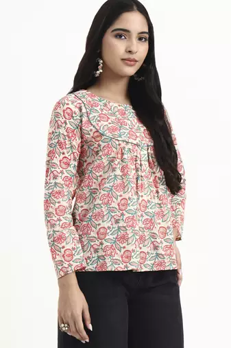  cream cotton flare top