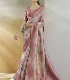 pink handloom silk blend woven saree with unstitched blouse piece