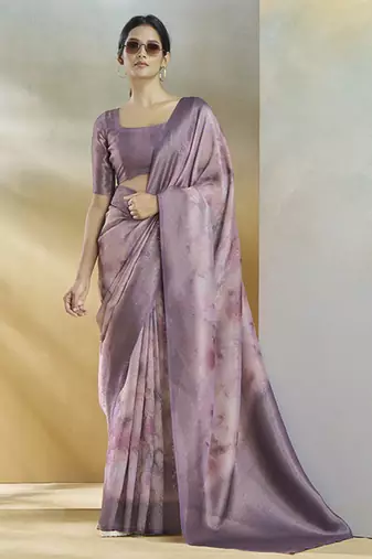 lavender handloom silk blend woven saree with unstitched blouse piece