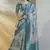 blue handloom silk blend woven saree with unstitched blouse piece