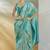 turquoise handloom silk blend woven saree with unstitched blouse piece