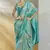 turquoise handloom silk blend woven saree with unstitched blouse piece