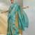 turquoise handloom silk blend woven saree with unstitched blouse piece