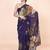 Purple coloured  botanical floral styled digital printed georgette saree with blouse