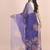 Blue coloured  floral styled digital printed with hand pita work n. orgenza saree with blouse
