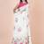 White coloured  floral styled digital printed chinnon silk saree with blouse