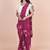 Wine coloured  floral styled digital printed crepe saree with blouse