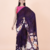 Purple coloured floral styled digital printed chinnon silk saree with blouse