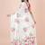 White coloured  floral styled digital printed chinnon silk saree with blouse