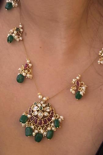 Invisible chain necklace set - chaandbali style