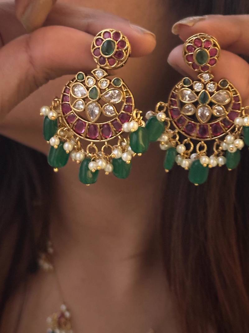 Invisible chain necklace set - chaandbali style