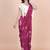 Wine coloured  floral styled digital printed crepe saree with blouse