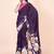 Purple coloured floral styled digital printed chinnon silk saree with blouse