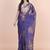 Blue coloured  floral styled digital printed with hand pita work n. orgenza saree with blouse