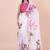 Lavender coloured floral abstract styled digital printed chinnon silk saree with blouse