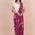 Wine coloured  floral styled digital printed crepe saree with blouse