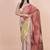 Multi coloured pixel styled digital printed chinnon silk saree with blouse