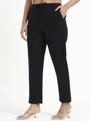  black mid-rise ankle-length regular fit poplin pants 2