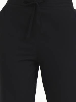 black mid-rise ankle-length regular fit poplin pants 4