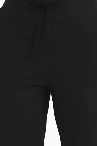  black mid-rise ankle-length regular fit poplin pants
