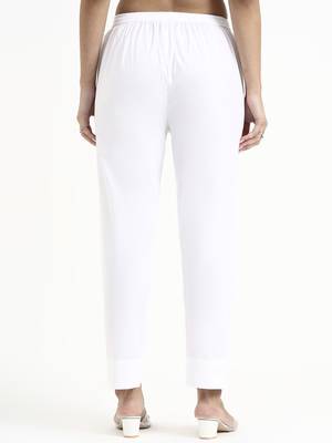  white mid-rise ankle-length regular fit poplin pants 3