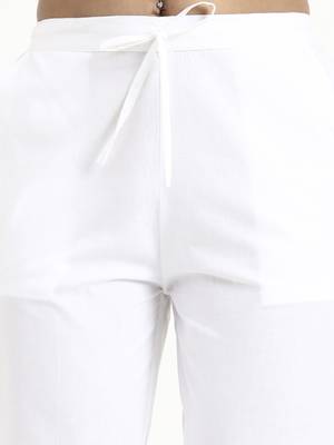  white mid-rise ankle-length regular fit poplin pants 4