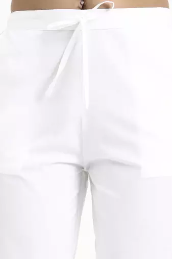  white mid-rise ankle-length regular fit poplin pants