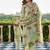 Yufta pastel green tree print a-line style cotton pleated yoke design kurta trouser dupatta set