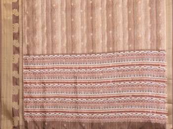 women's brown dola silk blend digital print saree with unstitched blouse piece 5
