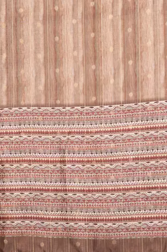 women's brown dola silk blend digital print saree with unstitched blouse piece