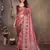 women's maroon dola silk blend digital print saree with unstitched blouse piece