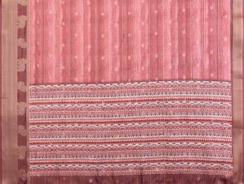 women's maroon dola silk blend digital print saree with unstitched blouse piece 5