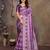 women's purple dola silk blend digital print saree with unstitched blouse piece