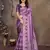 women's purple dola silk blend digital print saree with unstitched blouse piece