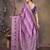women's purple dola silk blend digital print saree with unstitched blouse piece
