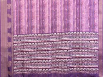 women's purple dola silk blend digital print saree with unstitched blouse piece 5