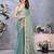 Women's green satin crepe checks saree with unstitched blouse piece