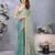 Women's green satin crepe checks saree with unstitched blouse piece