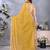 Women's mustard satin crepe checks saree with unstitched blouse piece