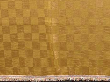 Women's mustard satin crepe checks saree with unstitched blouse piece 5