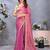 Women's pink satin crepe checks saree with unstitched blouse piece