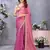 Women's pink satin crepe checks saree with unstitched blouse piece
