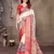 women's cream dola silk blend digital print saree with unstitched blouse piece