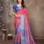 women's pink dola silk blend digital print saree with unstitched blouse piece