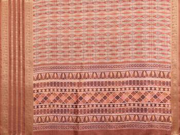 women's brown dola silk blend digital print saree with unstitched blouse piece 5