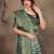 women's green dola silk blend digital print saree with unstitched blouse piece